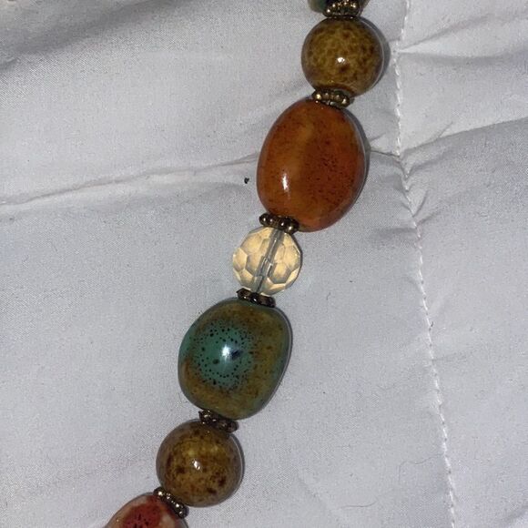 Red Creek Jasper Rounded Earth Tones Unique Pendant Necklace & Earrings Set - Picture 9 of 11